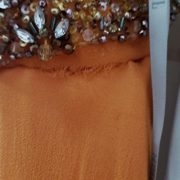 Mikael Aghal orange prom dress with sequins strap - Picture 5 of 6